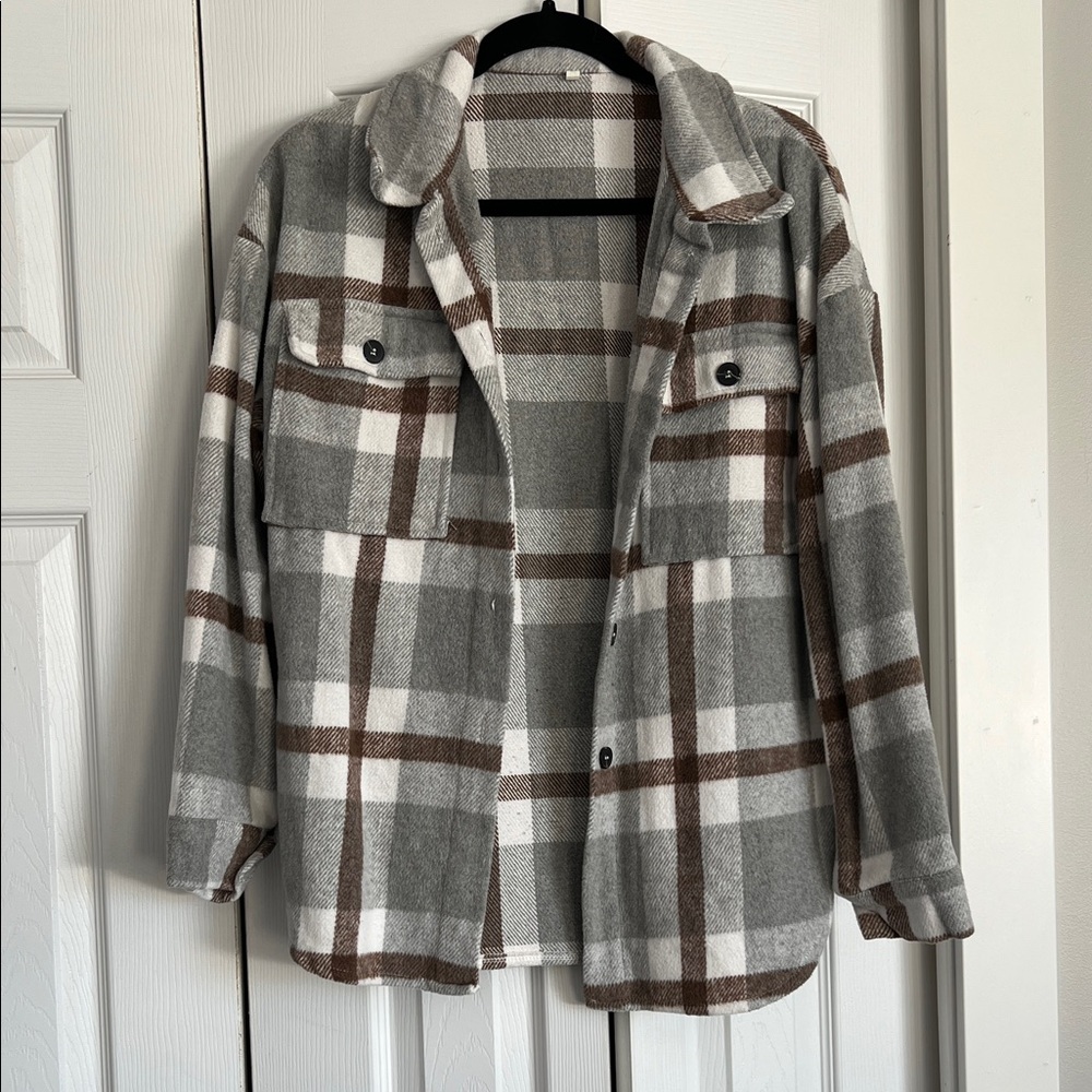 Plaid Gray and Brown Women's Jacket